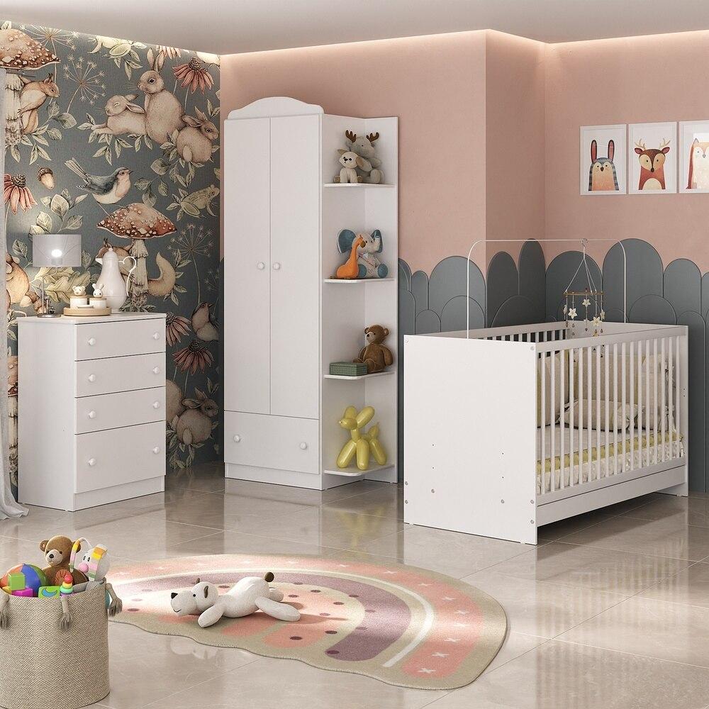 Quarto de Bebê Completo com Berço 3 em 1 Multimóveis MP4145 Branco