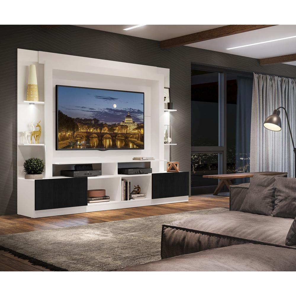 Rack Estante TV 65" com Leds Berlim Multimóveis Branco/Preto