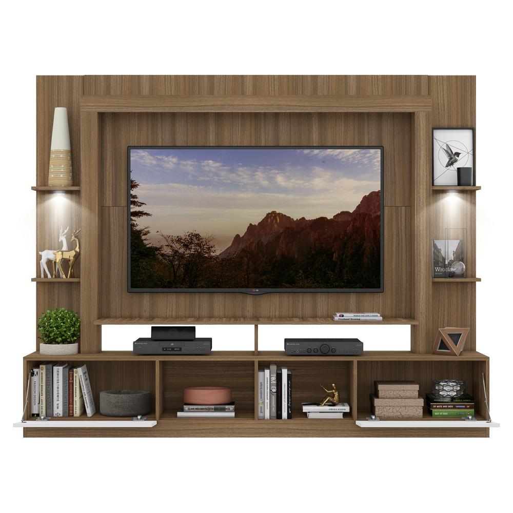 Rack Estante TV 65" com Leds Berlim Multimóveis Madeirado/Branco