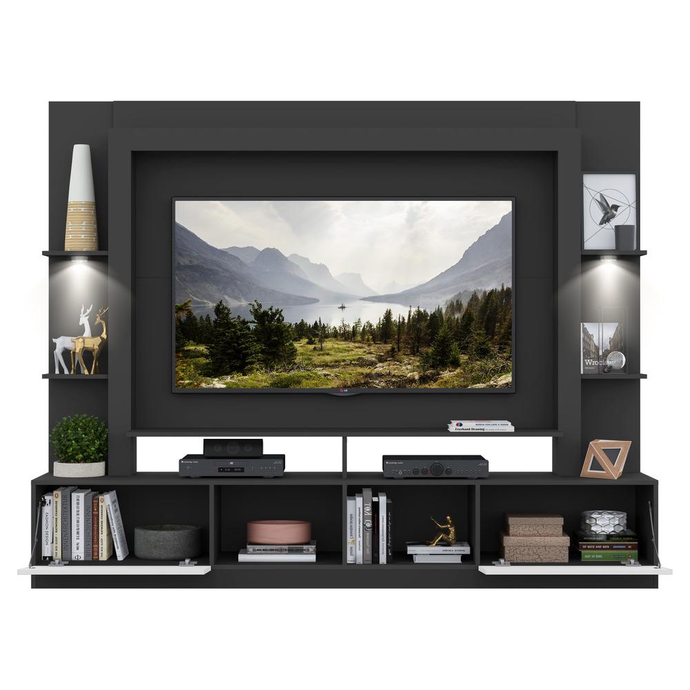 Rack Estante TV 65" com Leds Berlim Multimóveis Preto/Branco