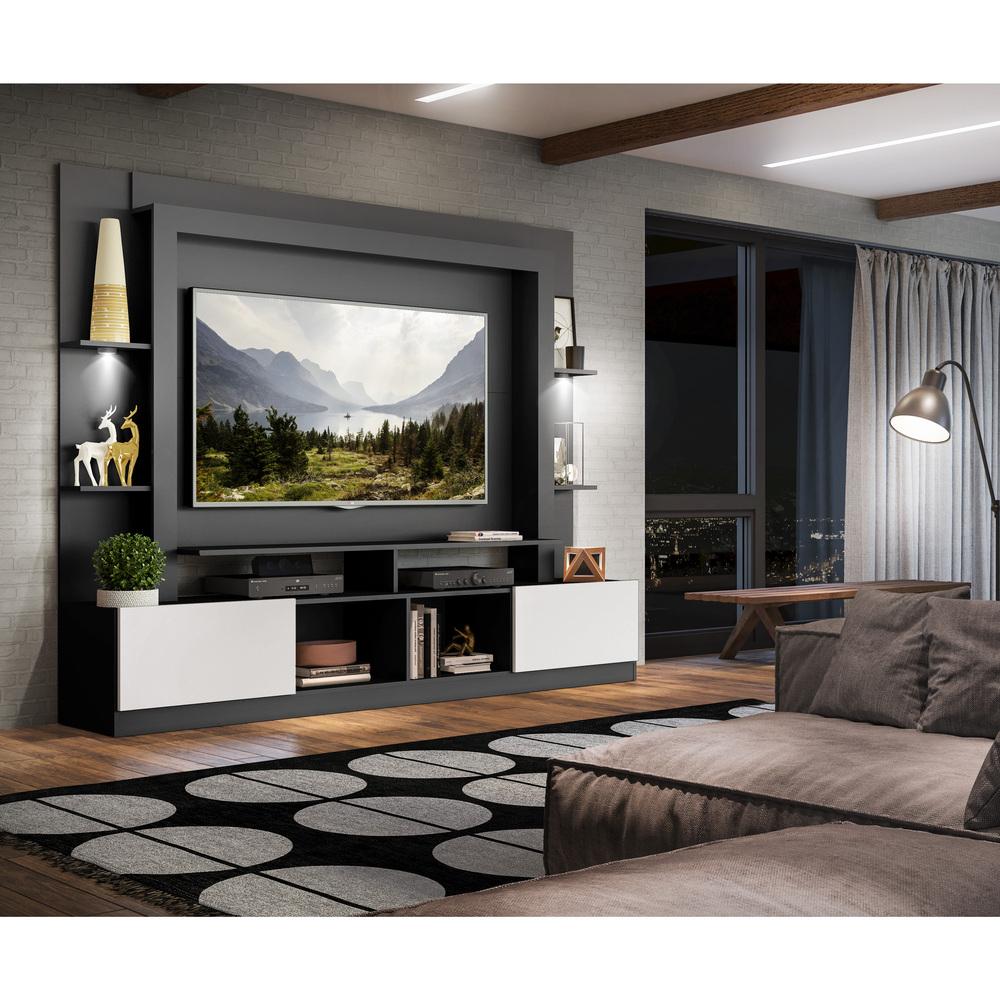 Rack Estante TV 65" com Leds Berlim Multimóveis Preto/Branco
