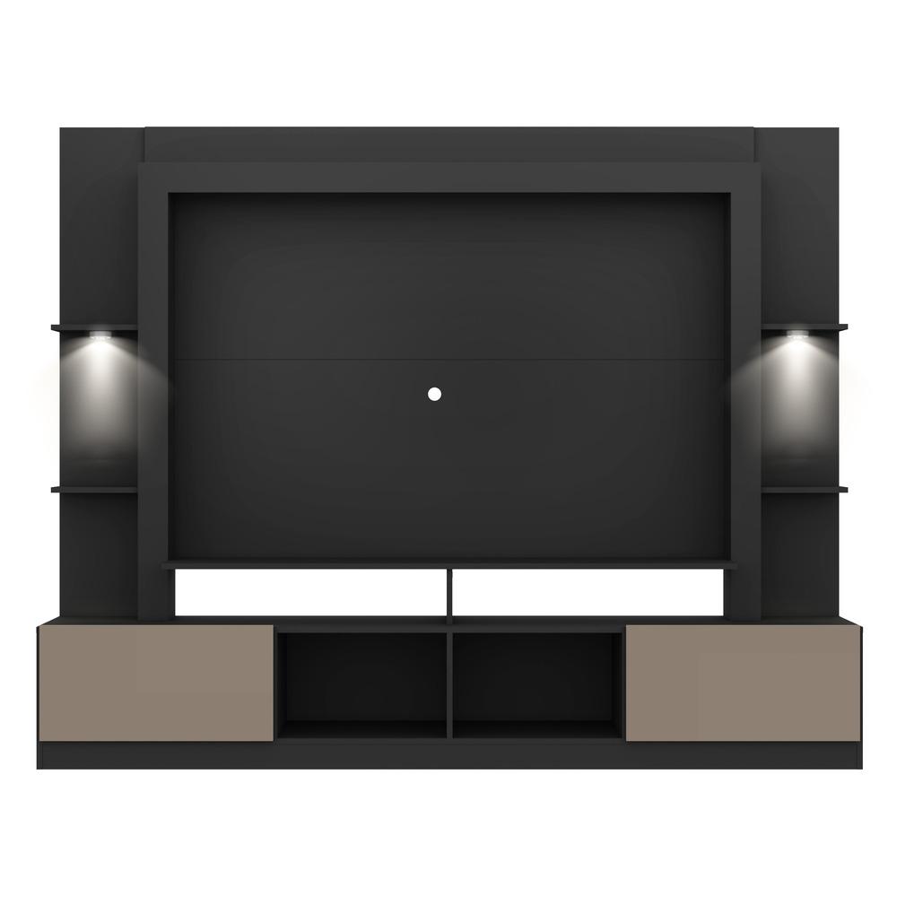 Rack Estante TV 65" com Leds Berlim Multimóveis Preto/Lacca Fumê