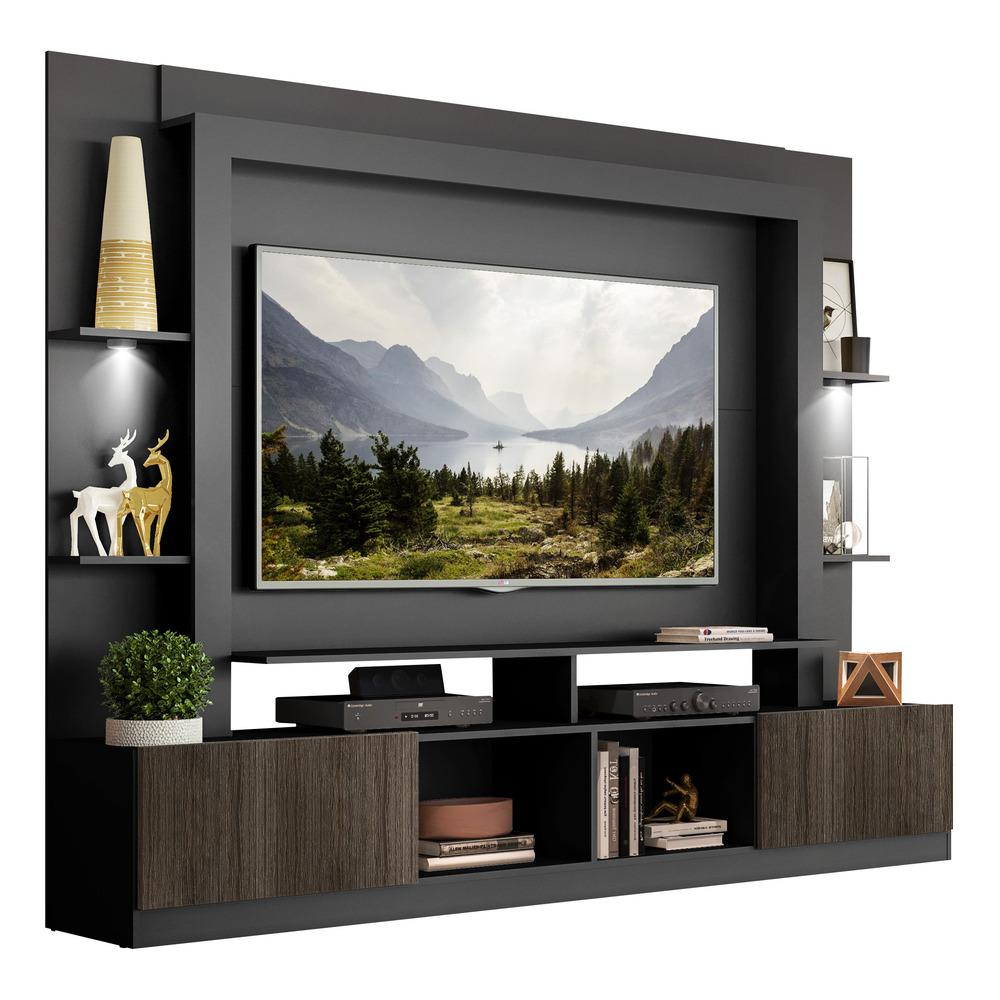 Rack Estante TV 65" com Leds Berlim Multimóveis Preto/Tenerife