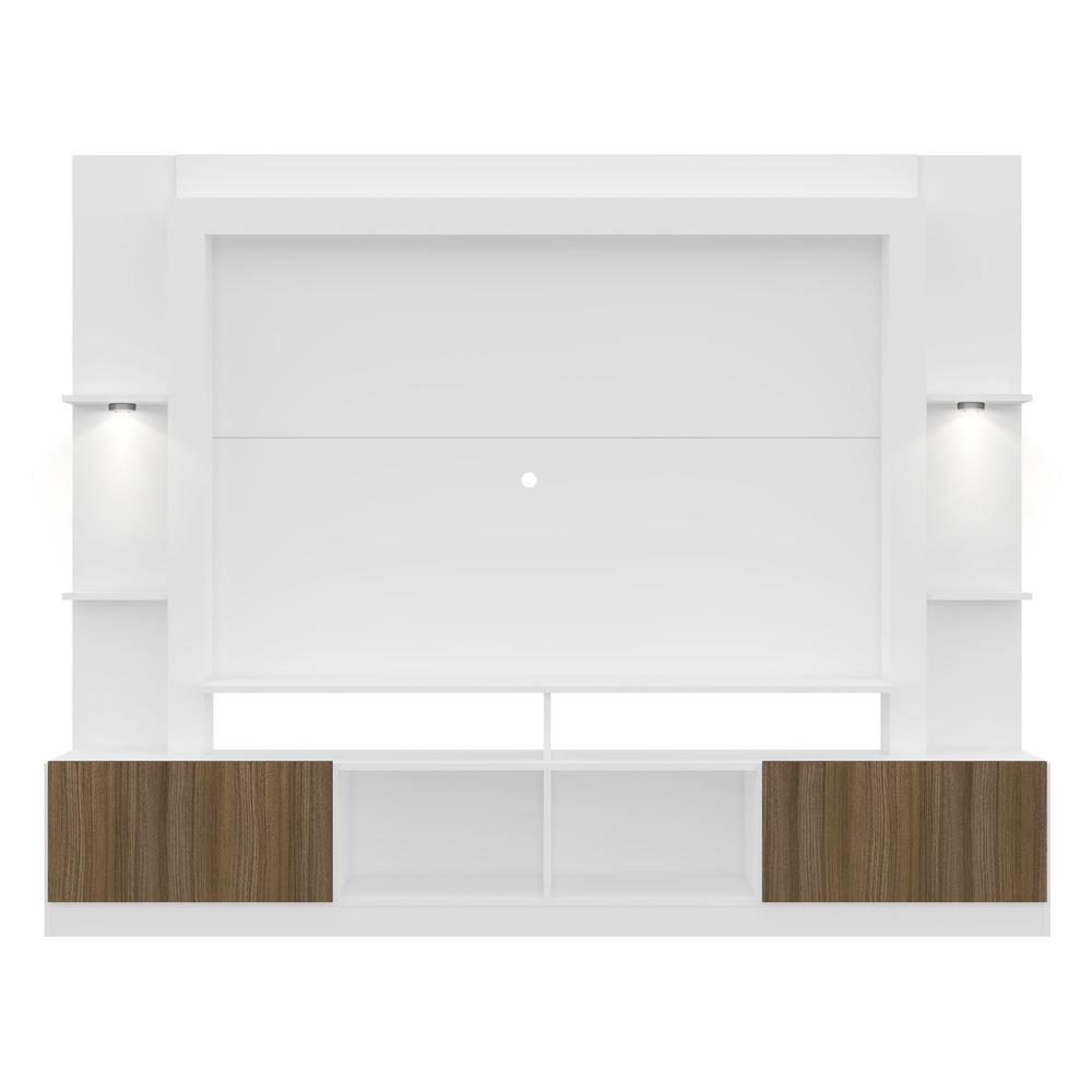 Rack Estante c/ Suporte TV 65" e Leds Berlim Multimóveis Branco/Madeirado