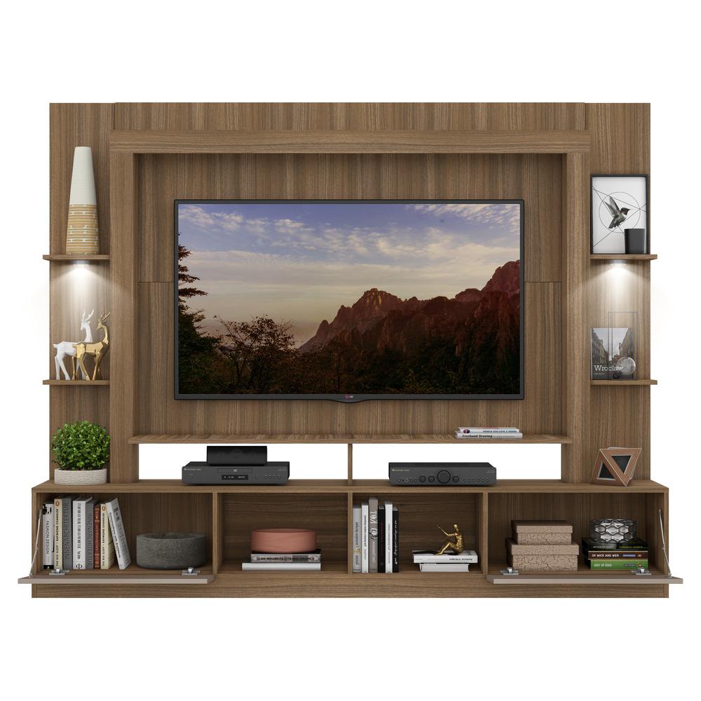 Rack Estante c/ Suporte TV 65" e Leds Berlim Multimóveis Madeirado/Lacca Fumê