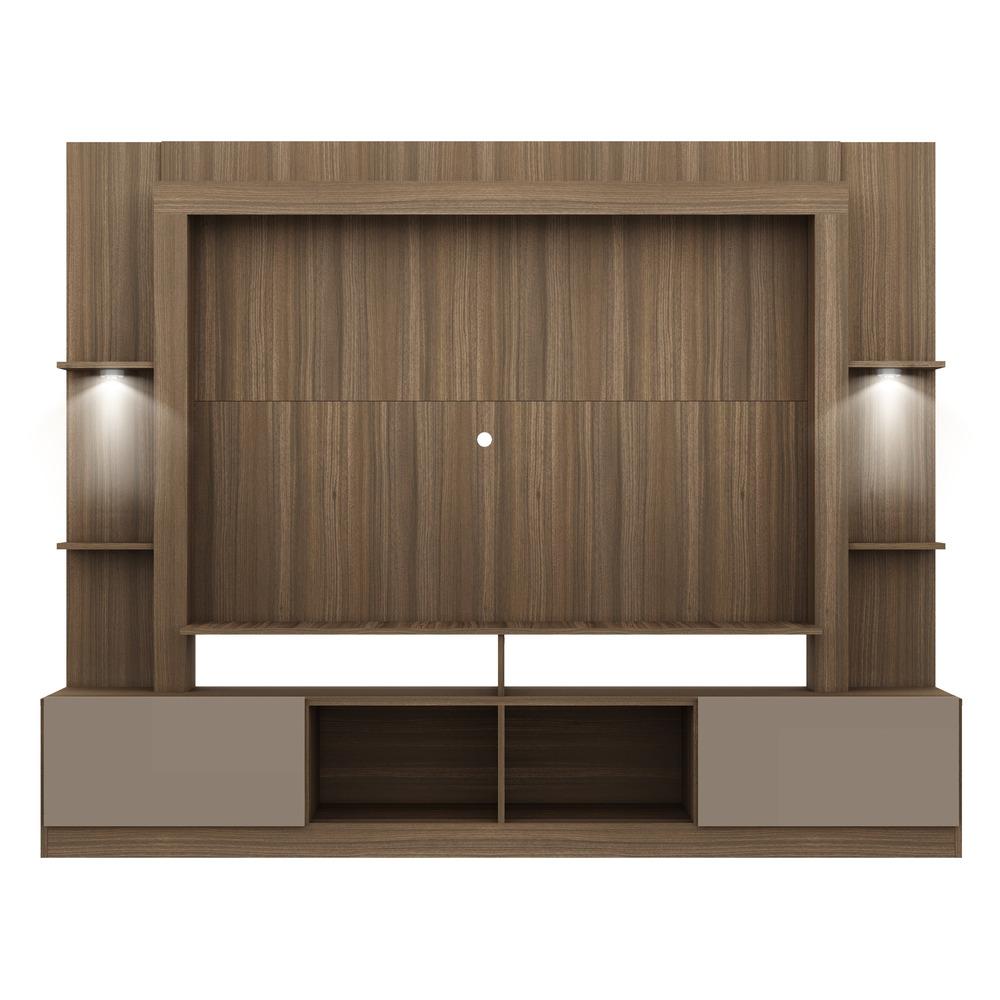 Rack Estante c/ Suporte TV 65" e Leds Berlim Multimóveis Madeirado/Lacca Fumê