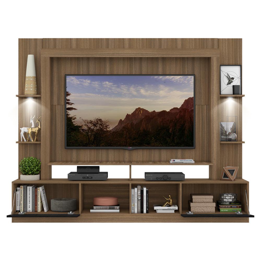 Rack Estante c/ Suporte TV 65" e Leds Berlim Multimóveis Madeirado/Preto
