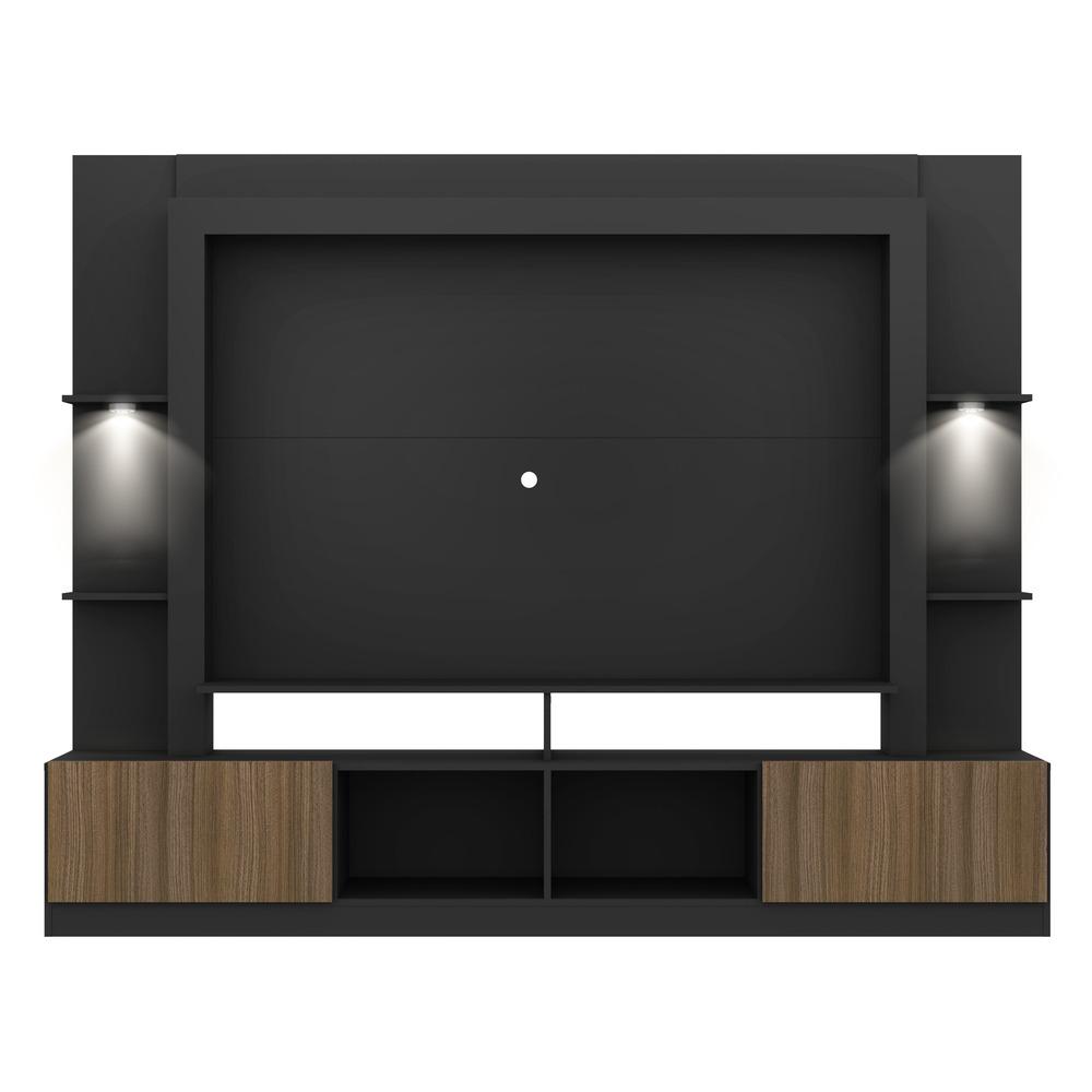 Rack Estante c/ Suporte TV 65" e Leds Berlim Multimóveis Preto/Madeirado