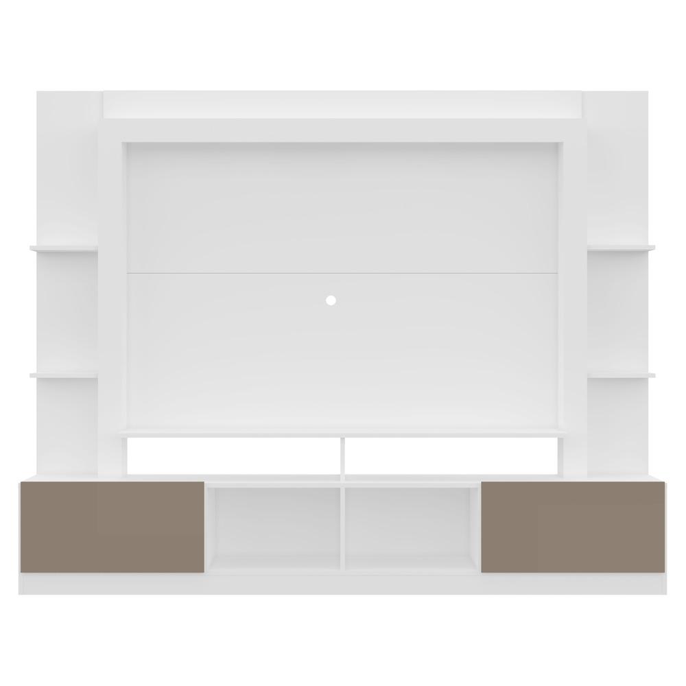 Rack Estante com Painel TV 65" e 2 portas Oslo Multimóveis Branco/Lacca Fumê