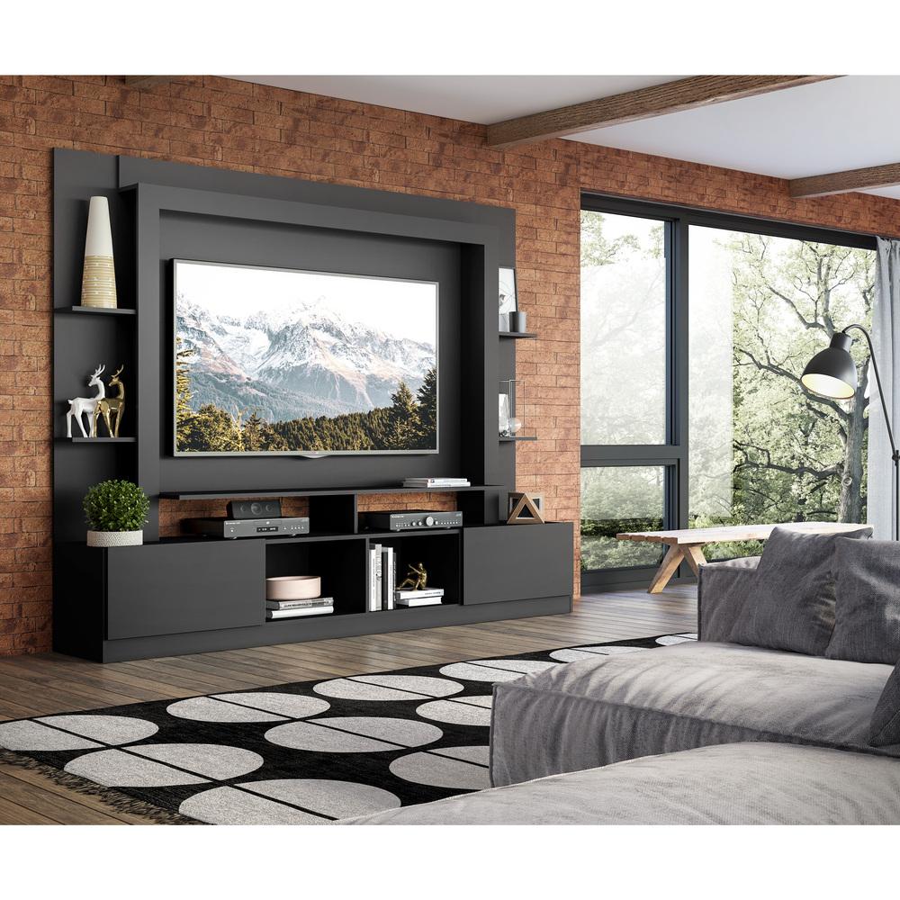 Rack Estante com Painel TV 65" e 2 portas Oslo Multimóveis Preto