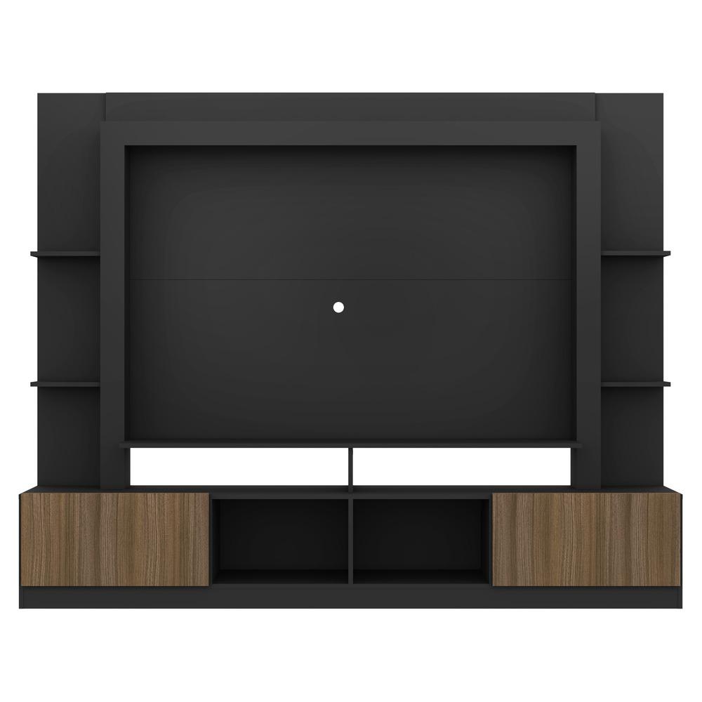 Rack Estante com Painel TV 65" e 2 portas Oslo Multimóveis Preto/Madeirado