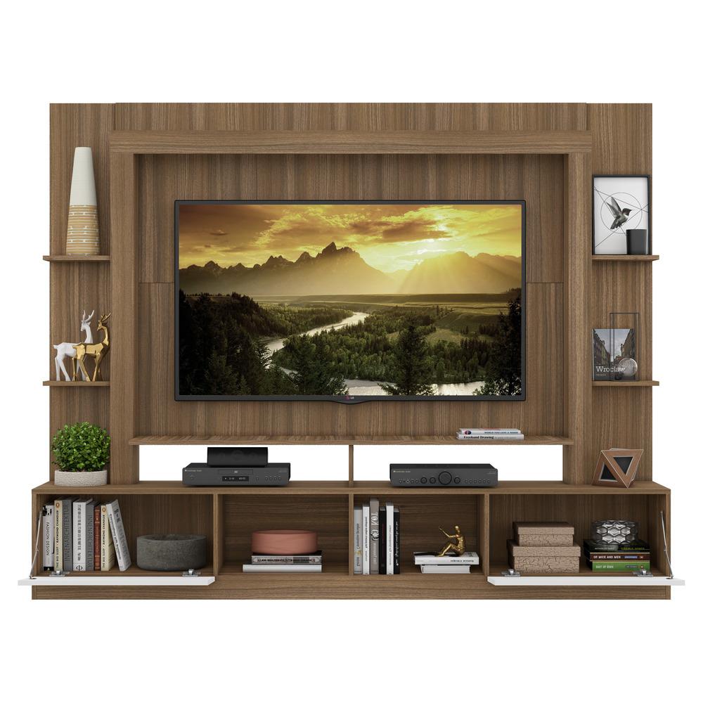 Rack Estante com Painel TV 65" e 2 portas Rio Multimóveis Madeirado/Branco