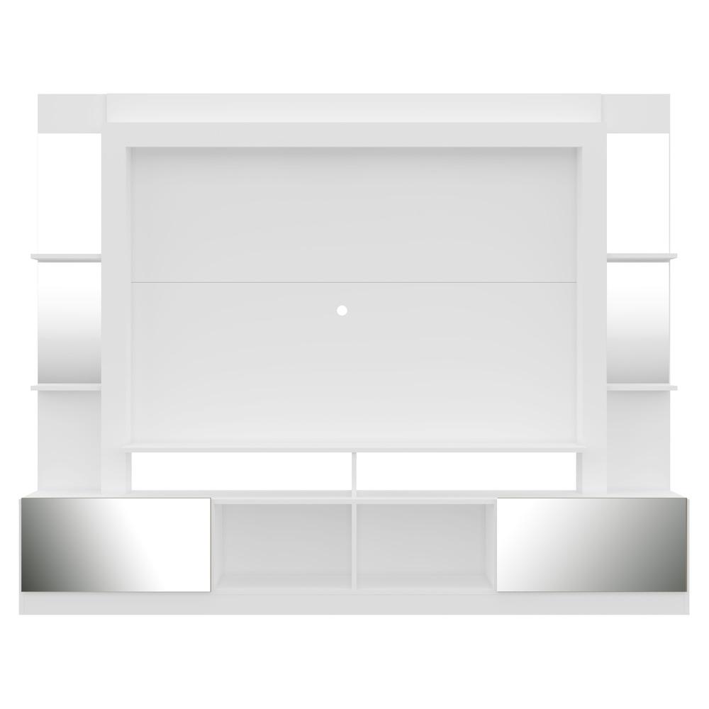 Rack Estante com Painel TV 65" e Espelho Oslo Multimóveis Branco/Lacca Fumê