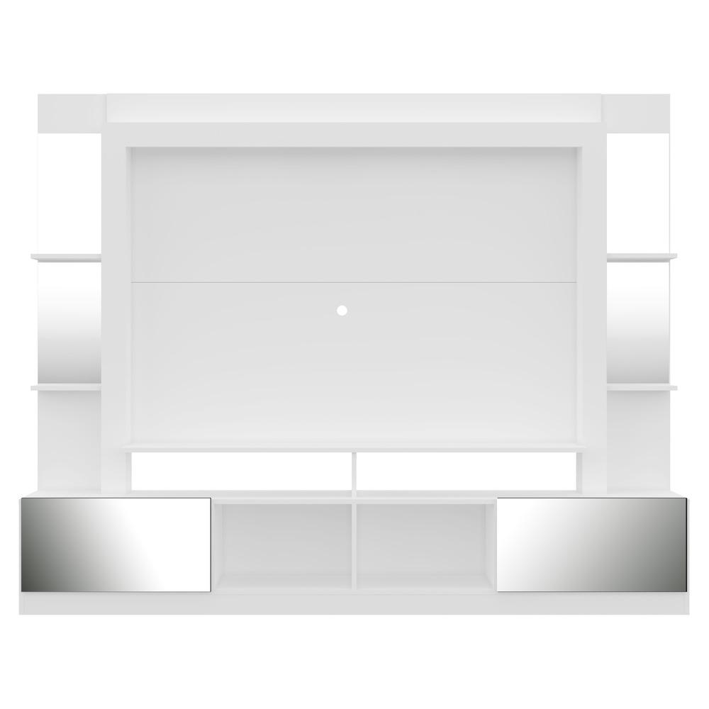 Rack Estante com Painel TV 65" e Espelho Oslo Multimóveis Branco/Preto