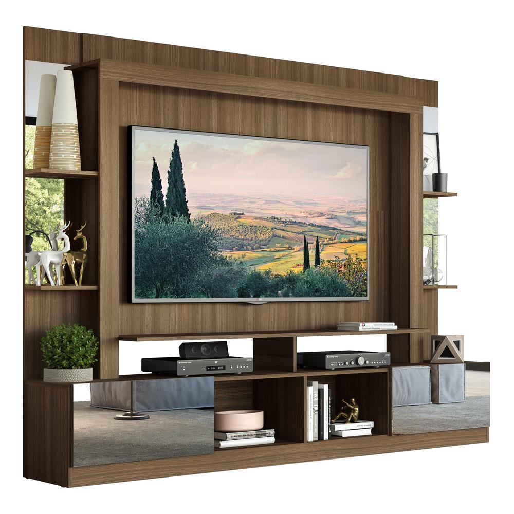 Rack Estante com Painel TV 65" e Espelho Oslo Multimóveis Madeirado/Tenerife