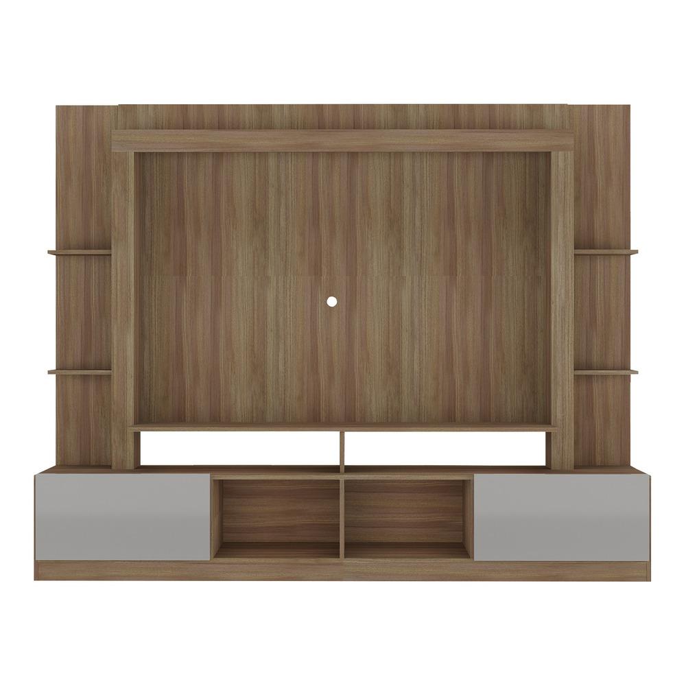 Rack Estante com Painel e Suporte TV 65" e 2 portas Catar Multimóveis BR3386 Madeirado/Lacca Fumê