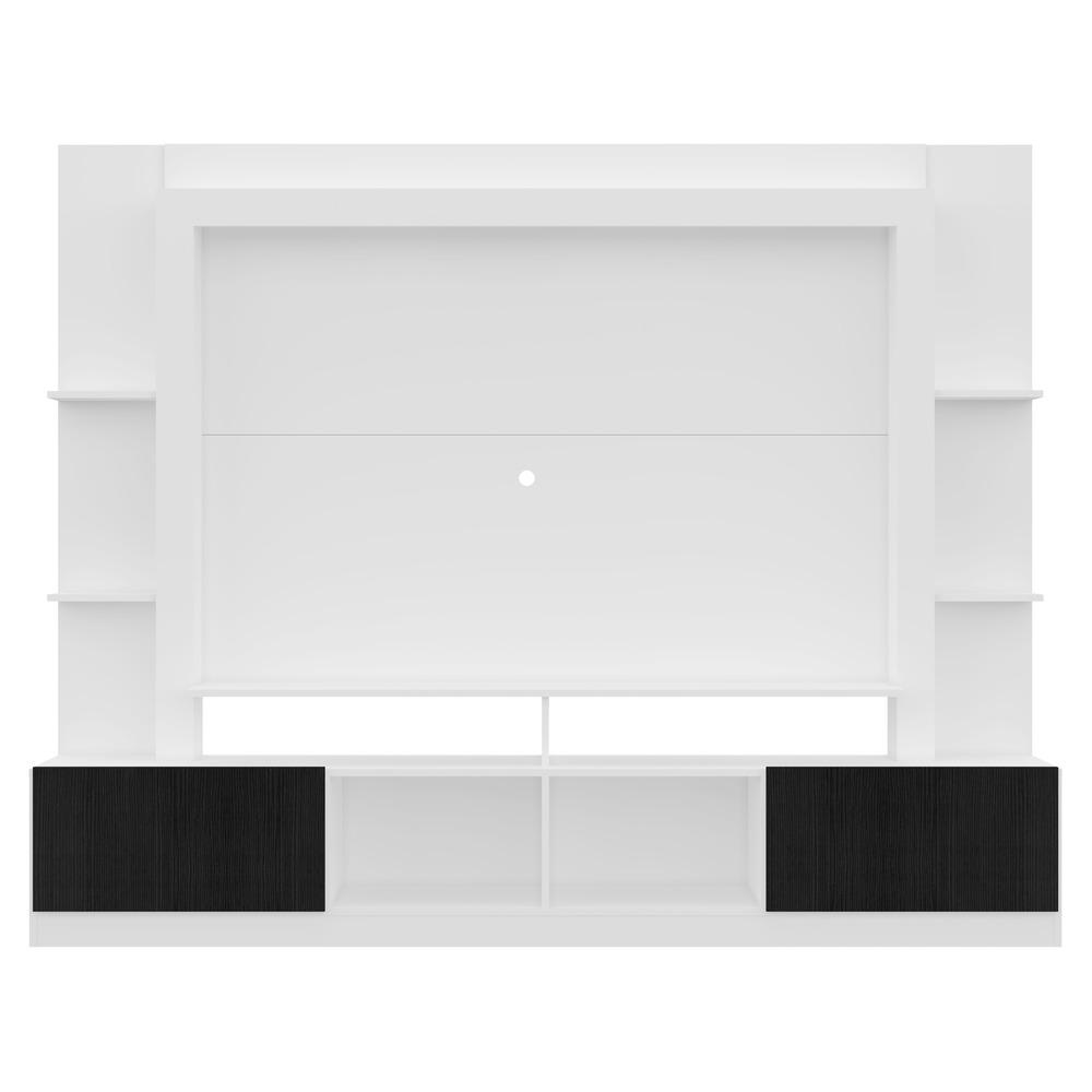 Rack Estante com Painel e Suporte TV 65" e 2 portas Oslo Multimóveis Branco/Preto