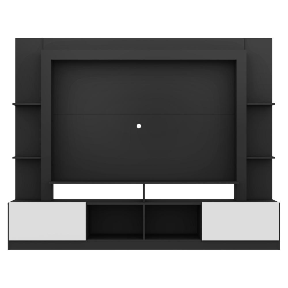 Rack Estante com Painel e Suporte TV 65" e 2 portas Oslo Multimóveis Preto/Branco