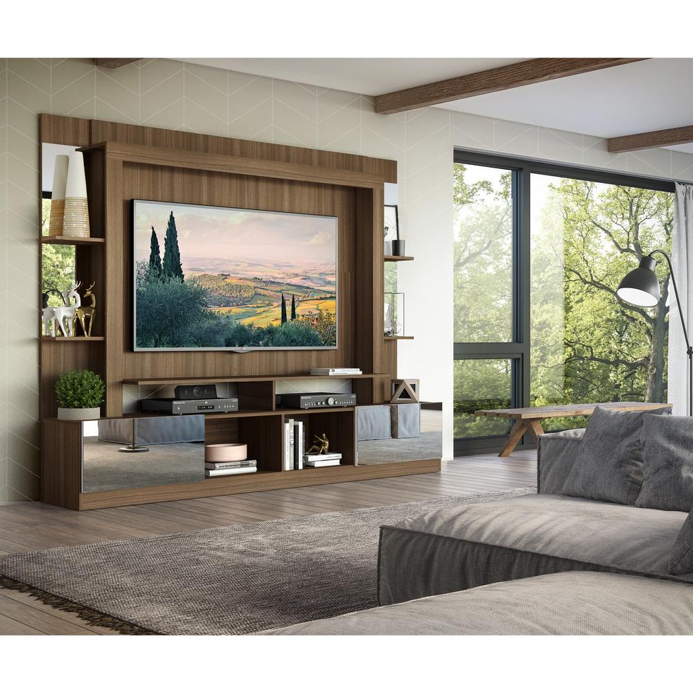 Rack Estante com Suporte TV 65" e Espelho Oslo Multimóveis Madeirado/Branco