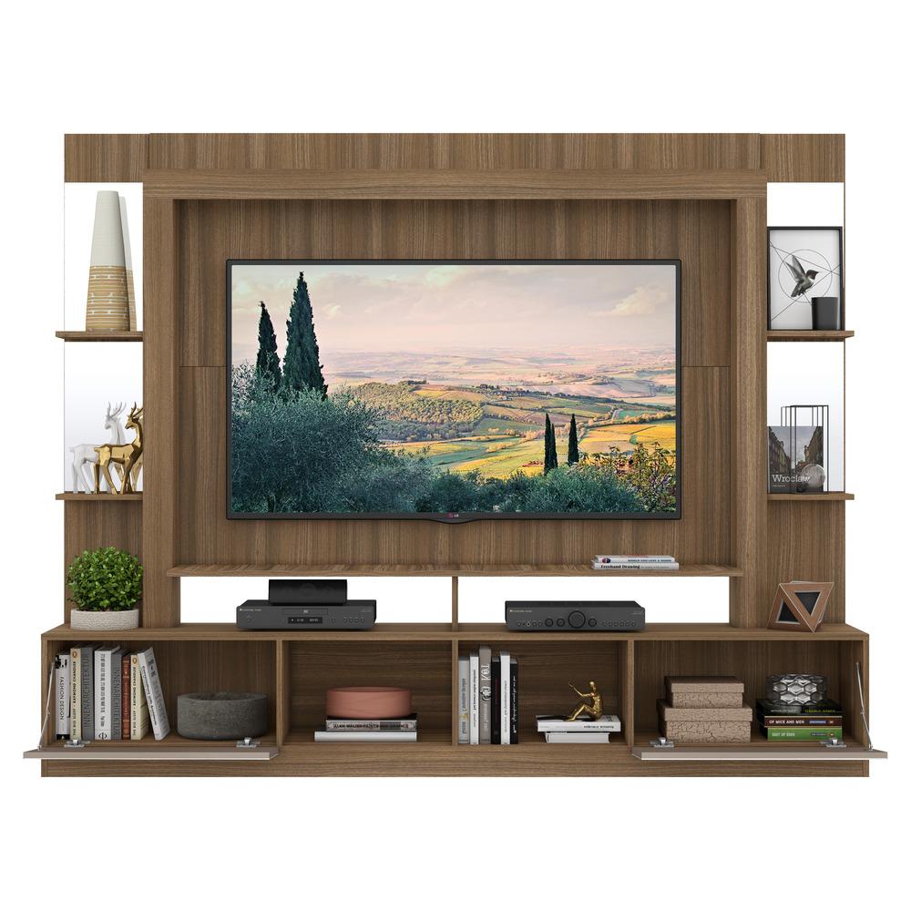 Rack Estante com Suporte TV 65" e Espelho Oslo Multimóveis Madeirado/Lacca Fumê