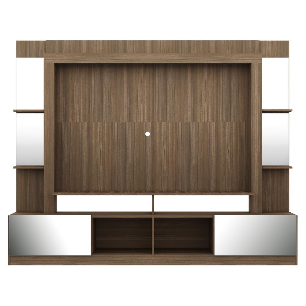 Rack Estante com Suporte TV 65" e Espelho Oslo Multimóveis Madeirado/Lacca Fumê