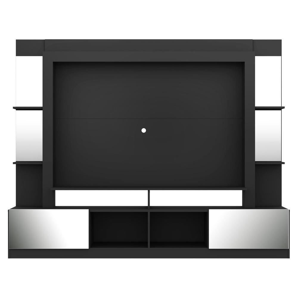 Rack Estante com Suporte TV 65" e Espelho Oslo Multimóveis Preto/Branco