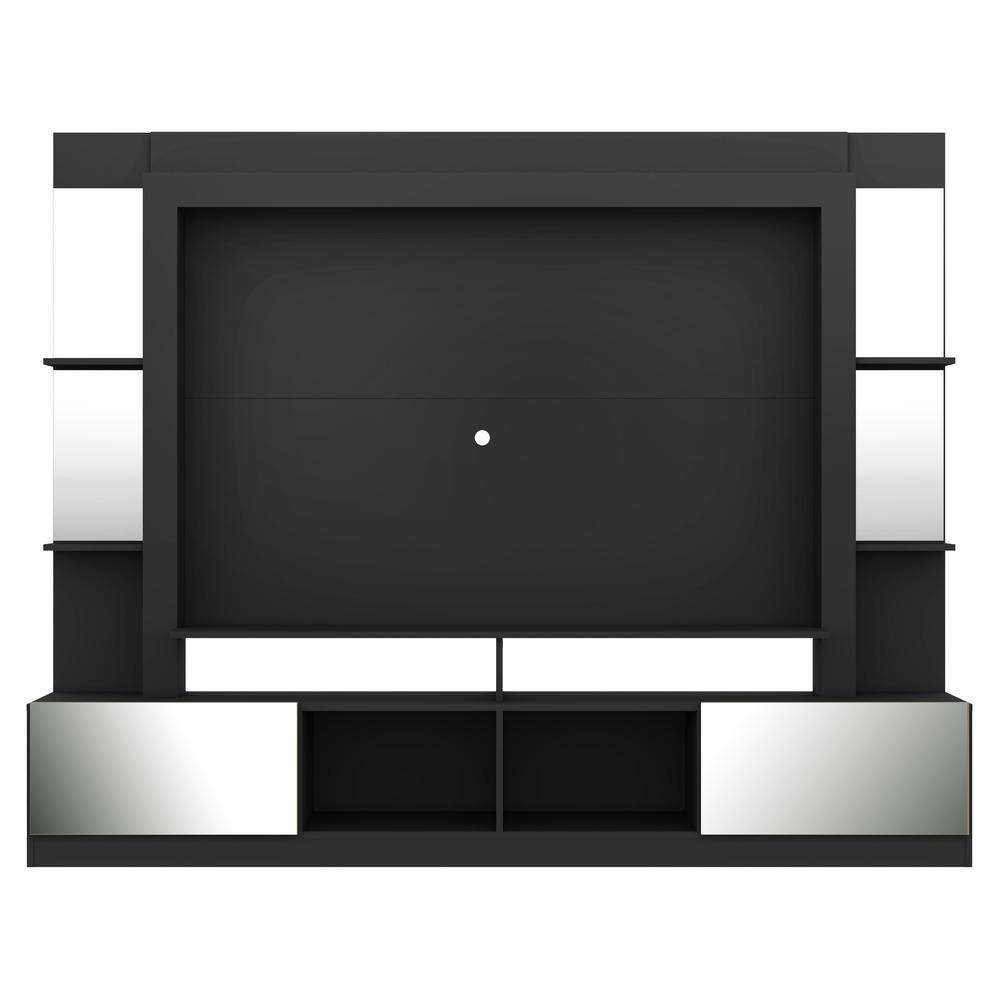 Rack Estante com Suporte TV 65" e Espelho Oslo Multimóveis Preto/Lacca Fumê