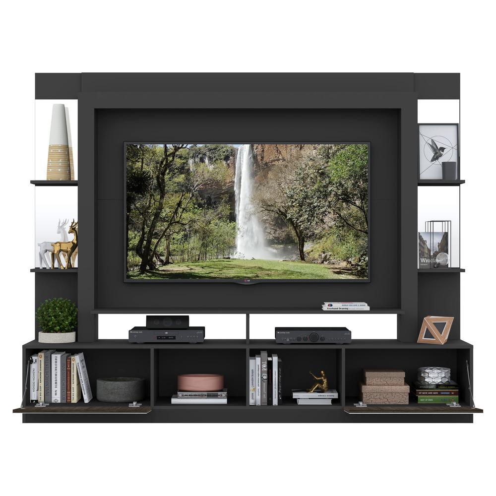 Rack Estante com Suporte TV 65" e Espelho Oslo Multimóveis Preto/Tenerife
