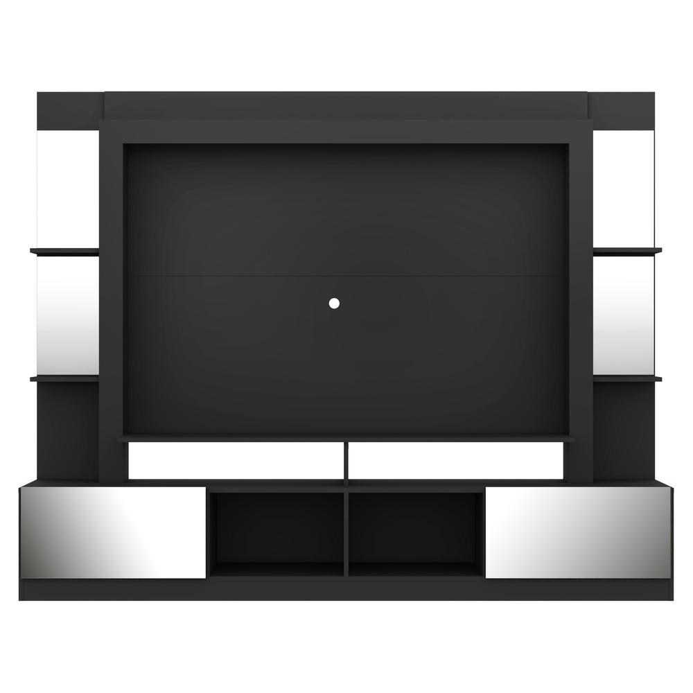 Rack Estante com Suporte TV 65" e Espelho Oslo Multimóveis Preto/Tenerife