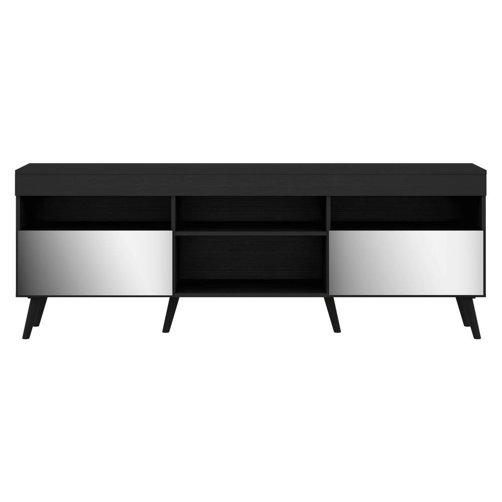 Rack Retrô com Espelho para TV até 65" Multimóveis Paris FG3332 com 2 Portas Preto