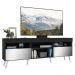 Rack Retrô com Espelho para TV até 65" Multimóveis Paris FG3332 com 2 Portas Preto/Branco