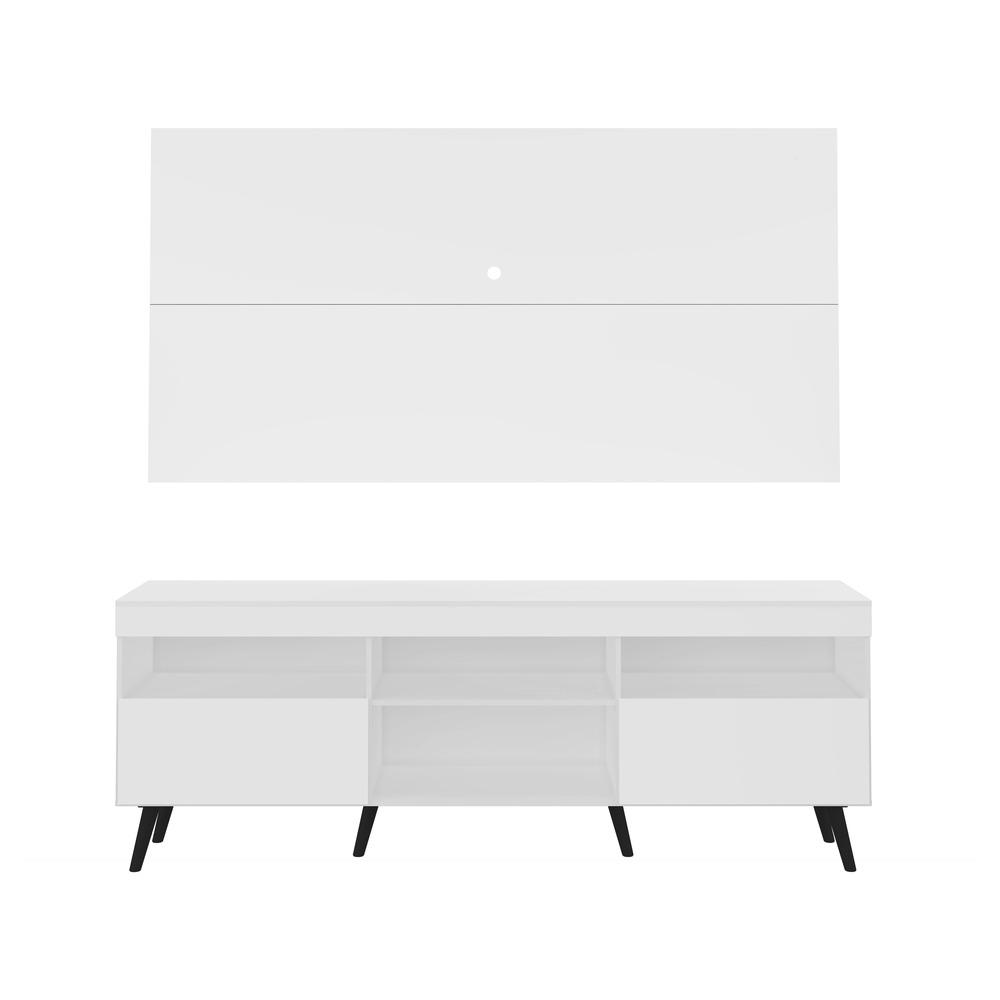 Rack Retrô com Painel e Suporte para TV até 65" Multimóveis Flórida FG3134 Branco/Preto