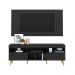 Rack Retrô com Painel e Suporte para TV até 65" Multimóveis Flórida FG3134 Preto/Natural