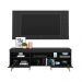 Rack Retrô com Painel e Suporte para TV até 65" Multimóveis Flórida FG3134 Preto/Natural