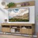 Rack Retrô com Painel e Suporte para TV até 65" Multimóveis Madri FG3374 Rustic/Branco