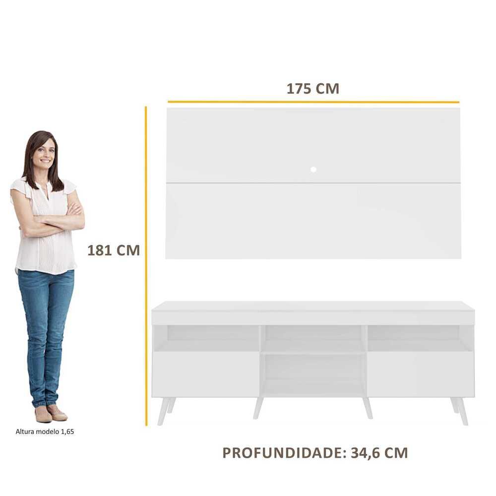 Rack Retrô com Painel para TV até 65" Multimóveis Flórida FG3133 Branco