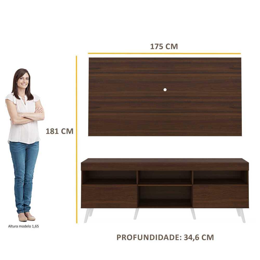 Rack Retrô com Painel para TV até 65" Multimóveis Flórida FG3133 Madeirado/Branco