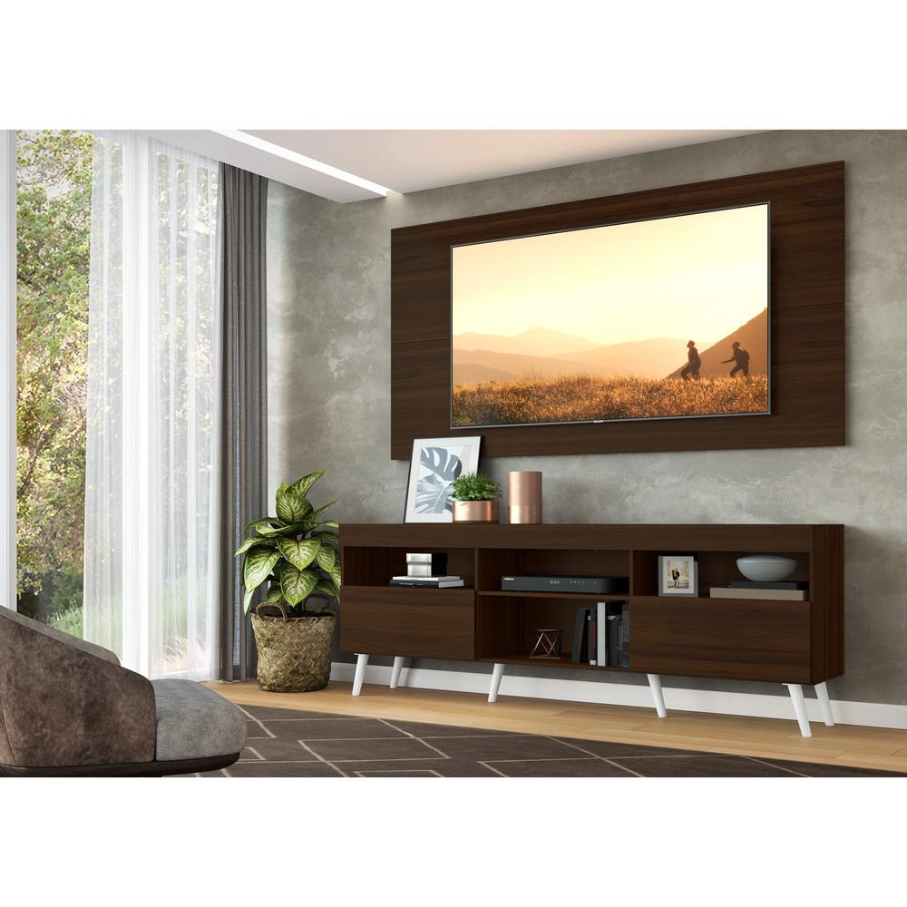 Rack Retrô com Painel para TV até 65" Multimóveis Flórida FG3133 Madeirado/Branco
