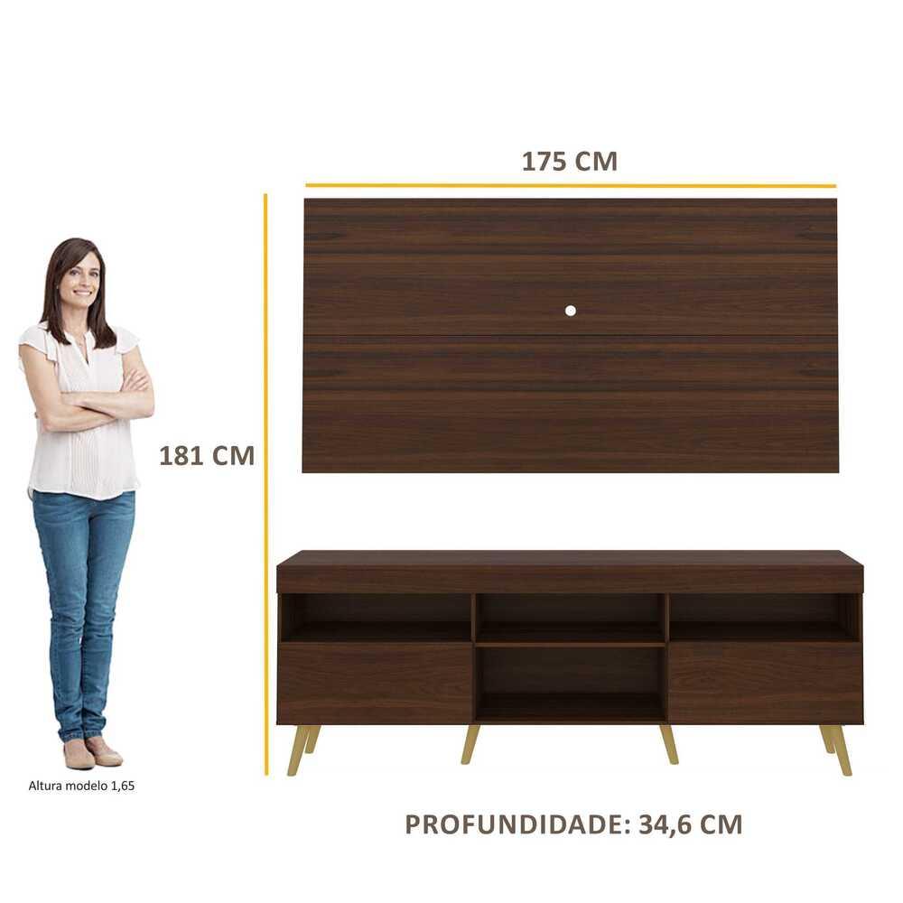 Rack Retrô com Painel para TV até 65" Multimóveis Flórida FG3133 Madeirado/Natural