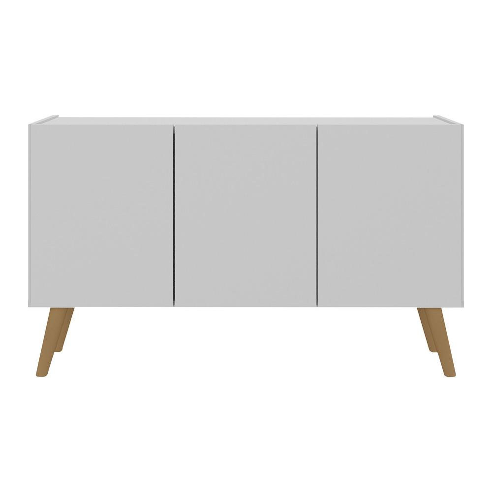 Rack Retrô para TV até 32 Polegadas com 3 Portas Multimóveis MP1067 Branco/Natural
