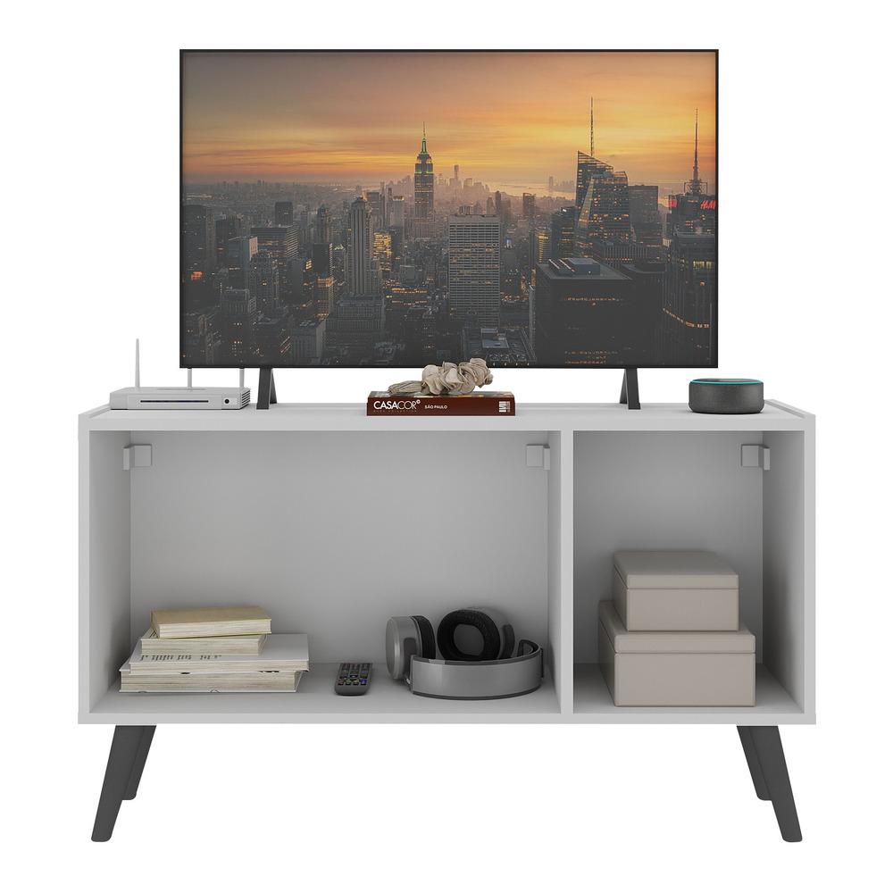 Rack Retrô para TV até 32 Polegadas com 3 Portas Multimóveis MP1067 Branco/Preto