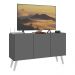 Rack Retrô para TV até 32 Polegadas com 3 Portas Multimóveis MP1067 Grafite/Branco