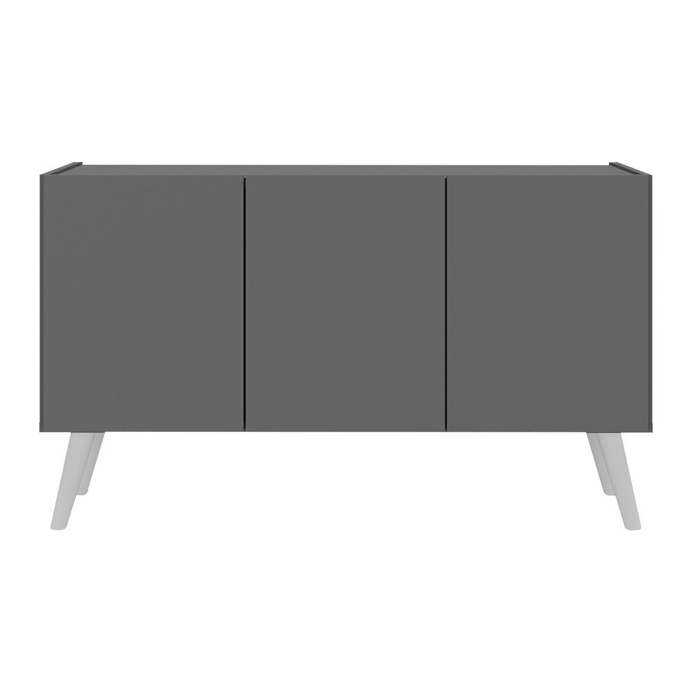 Rack Retrô para TV até 32 Polegadas com 3 Portas Multimóveis MP1067 Grafite/Branco