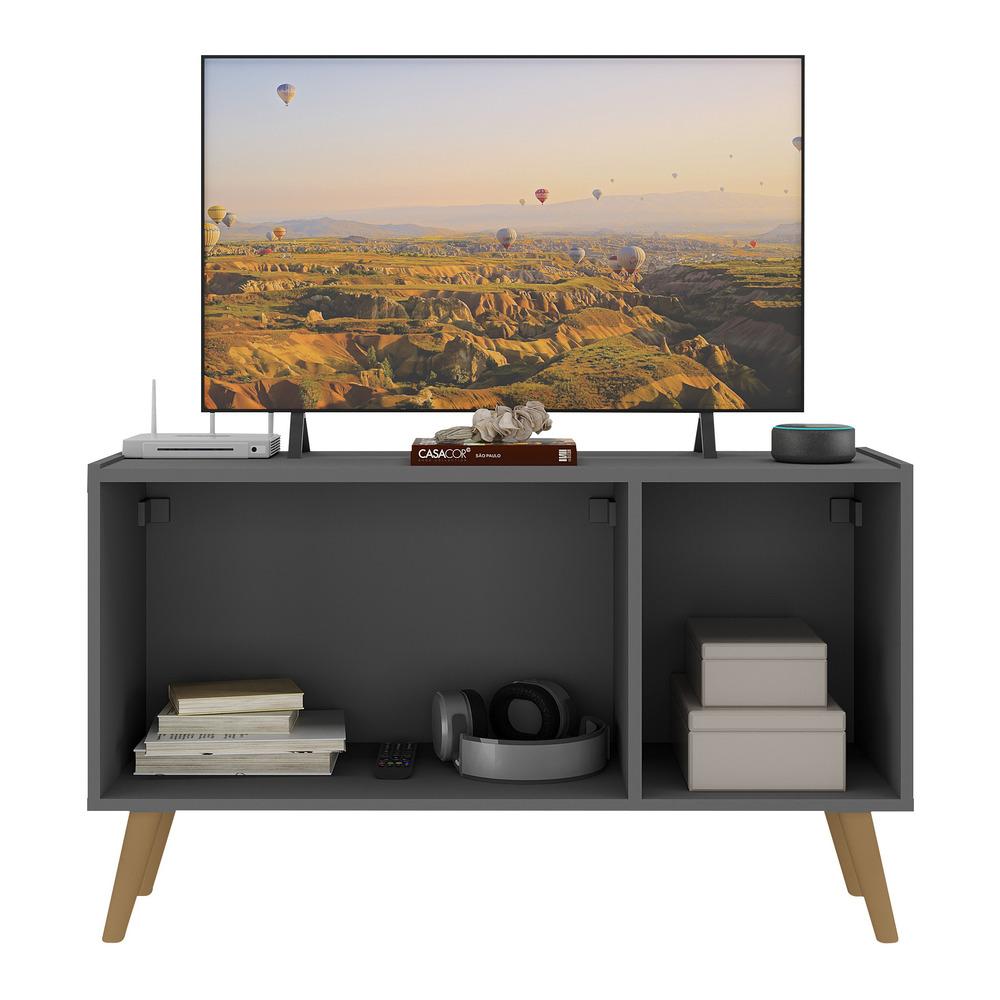 Rack Retrô para TV até 32 Polegadas com 3 Portas Multimóveis MP1067 Grafite/Natural