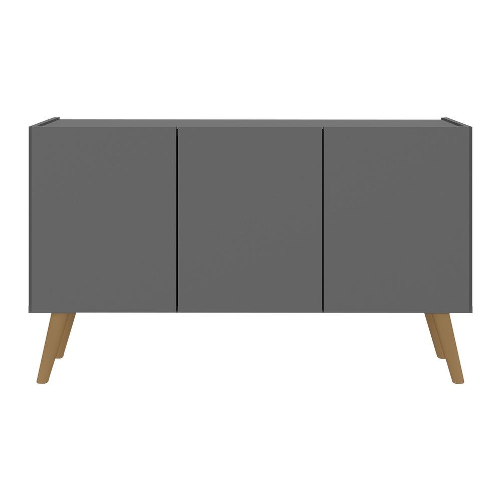Rack Retrô para TV até 32 Polegadas com 3 Portas Multimóveis MP1067 Grafite/Natural