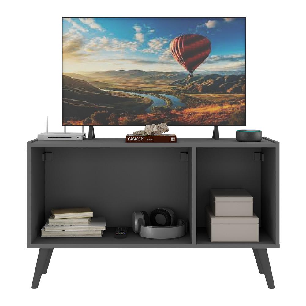 Rack Retrô para TV até 32 Polegadas com 3 Portas Multimóveis MP1067 Grafite/Preto