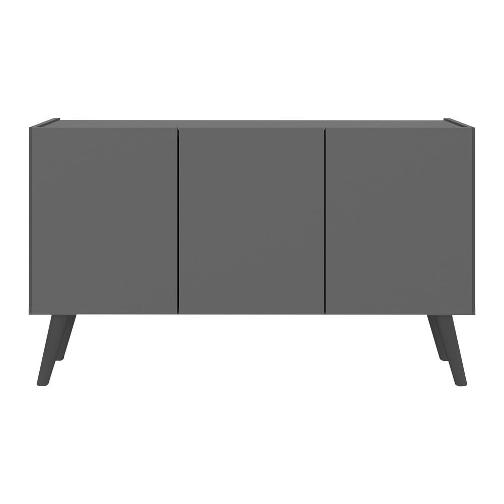 Rack Retrô para TV até 32 Polegadas com 3 Portas Multimóveis MP1067 Grafite/Preto