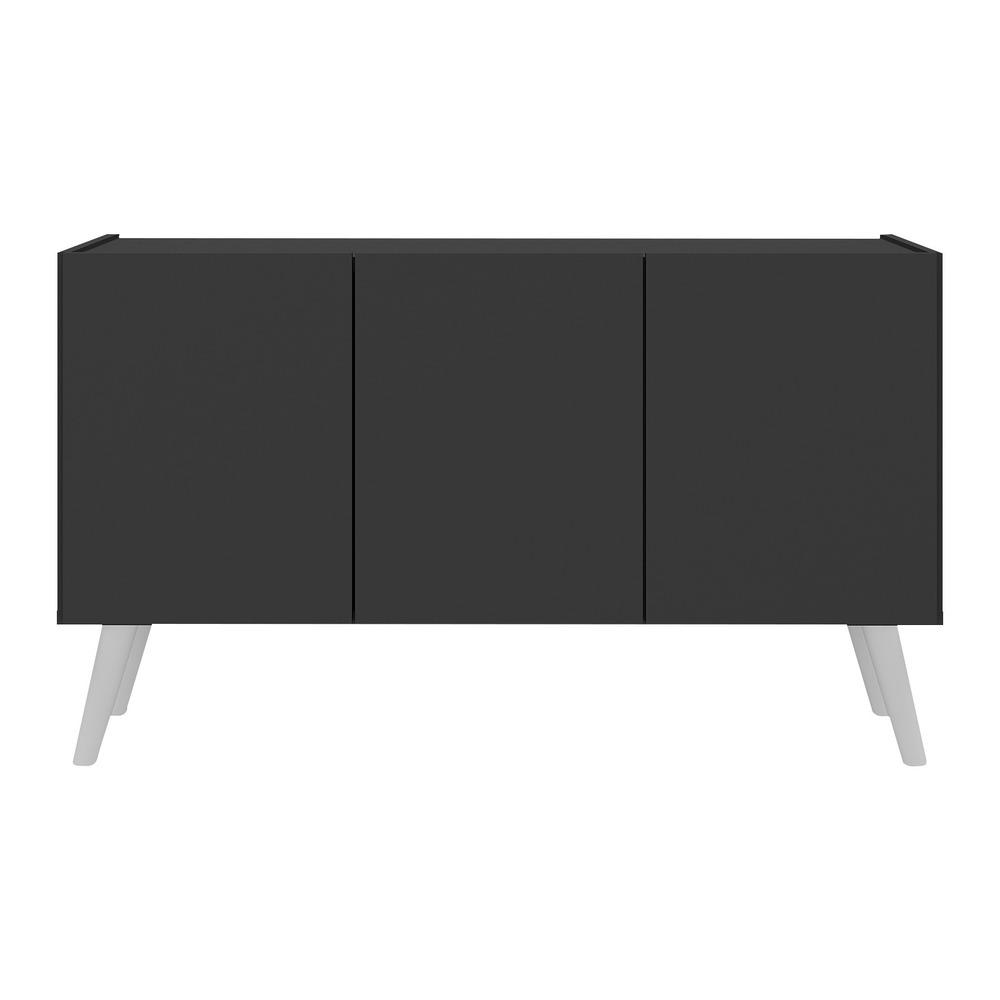 Rack Retrô para TV até 32 Polegadas com 3 Portas Multimóveis MP1067 Preto/Branco