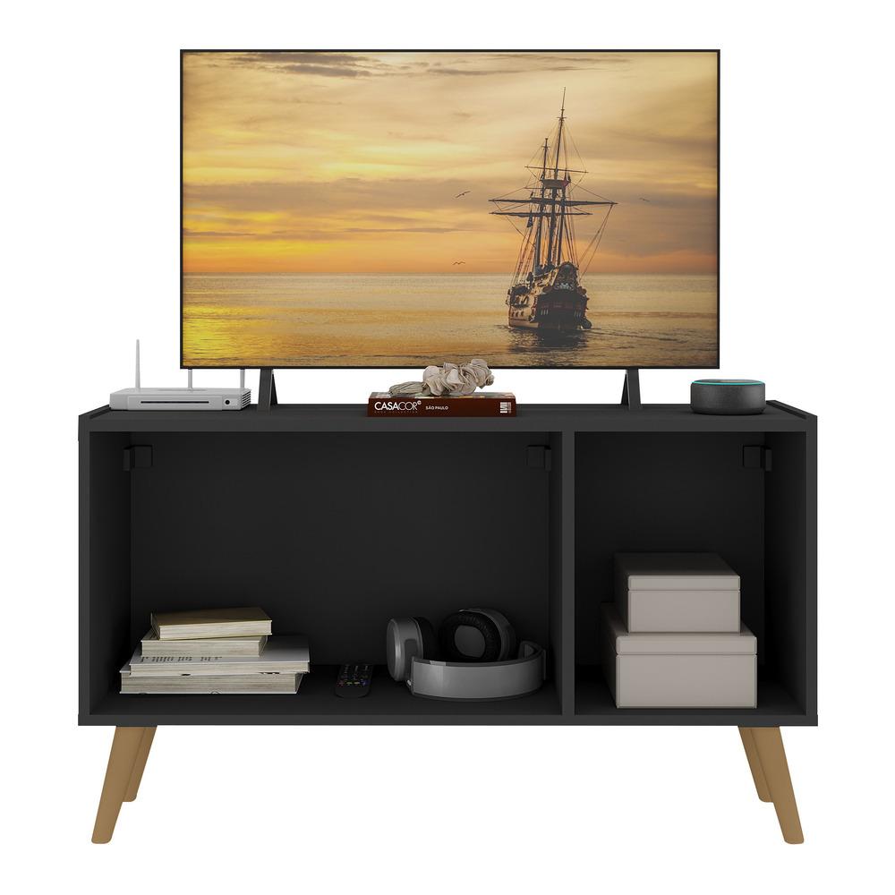Rack Retrô para TV até 32 Polegadas com 3 Portas Multimóveis MP1067 Preto/Natural