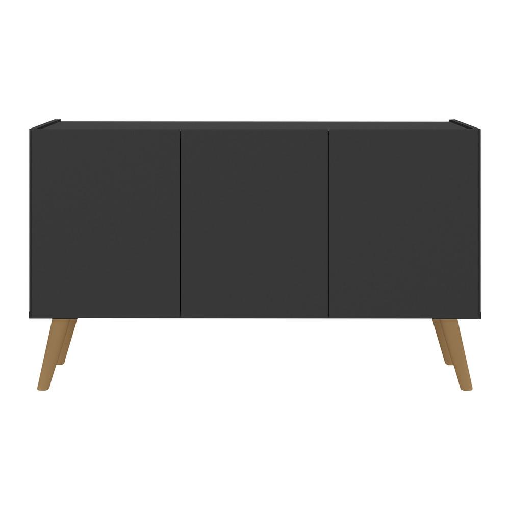 Rack Retrô para TV até 32 Polegadas com 3 Portas Multimóveis MP1067 Preto/Natural